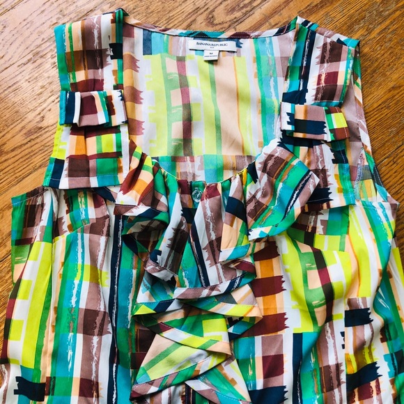 Banana Republic Colorful Pattern Ruffle Tank Top - Picture 4 of 8